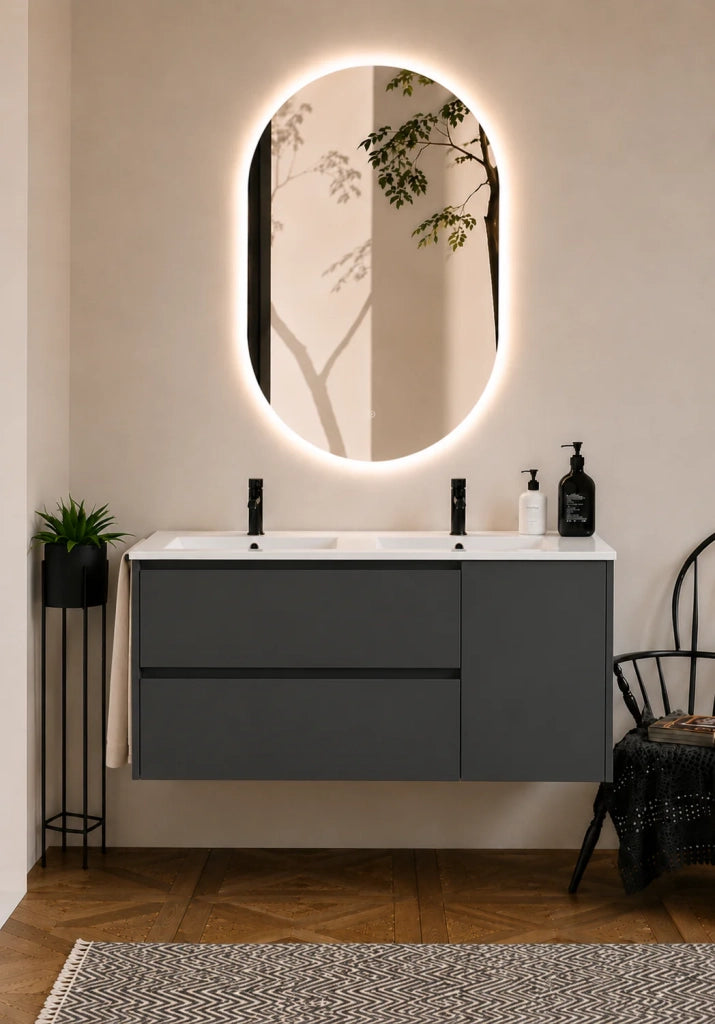 Mobile bagno con lavabo ORIGENBATH ITACA senza specchio 120x45 cm doppio lavabo grafite