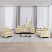 Set Divani 3 pz con Cuscini Crema in Tessuto 3201554