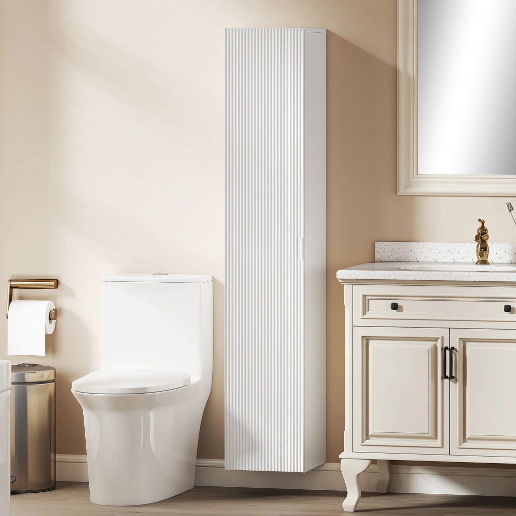 Mobile Bagno Sospeso Colonna con Ripiani Regolabili ¨C zephmum ¨C Bianco 30x31.5x160 cm
