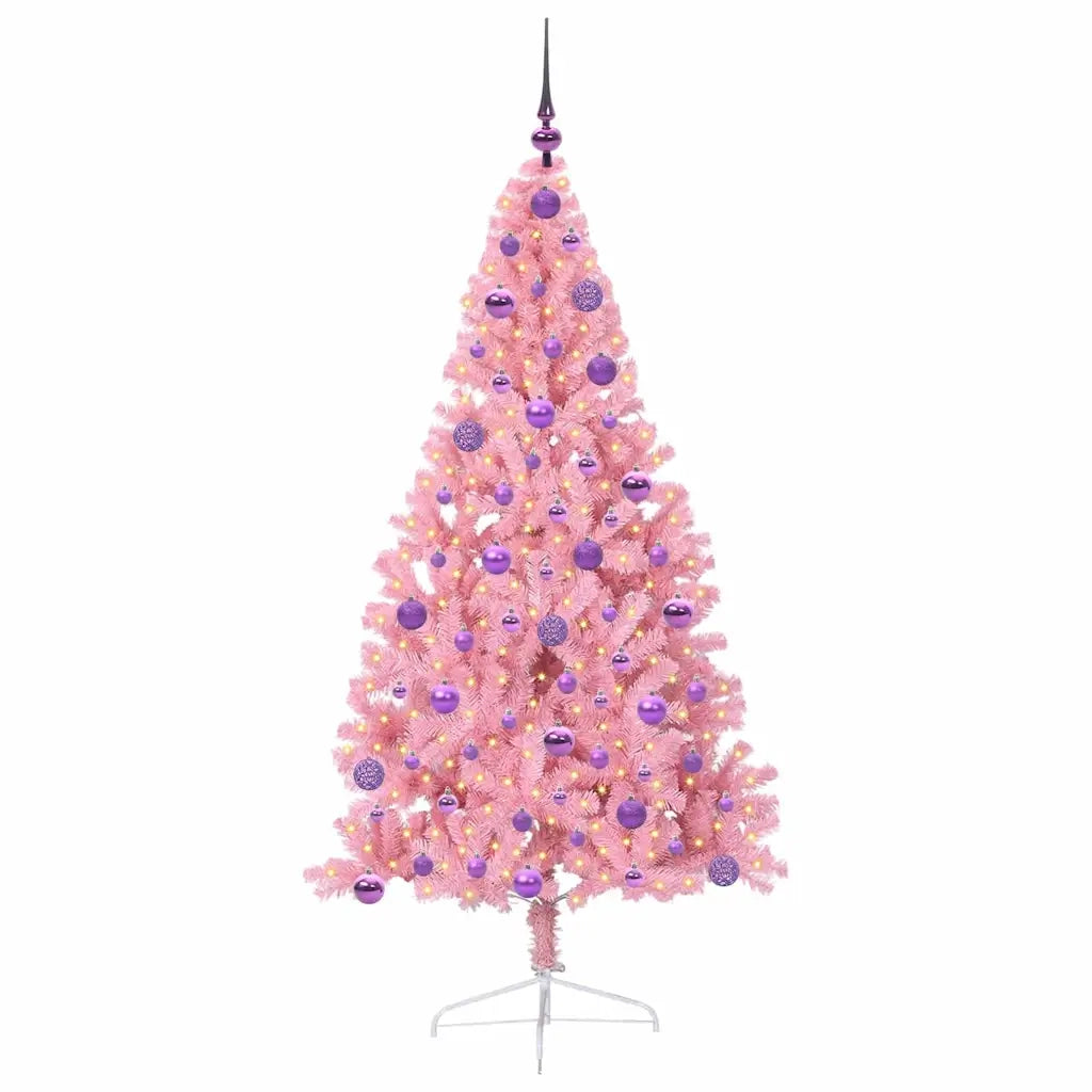 Albero di Natale artificiale con luci integrate Rosa 180 cm PVC