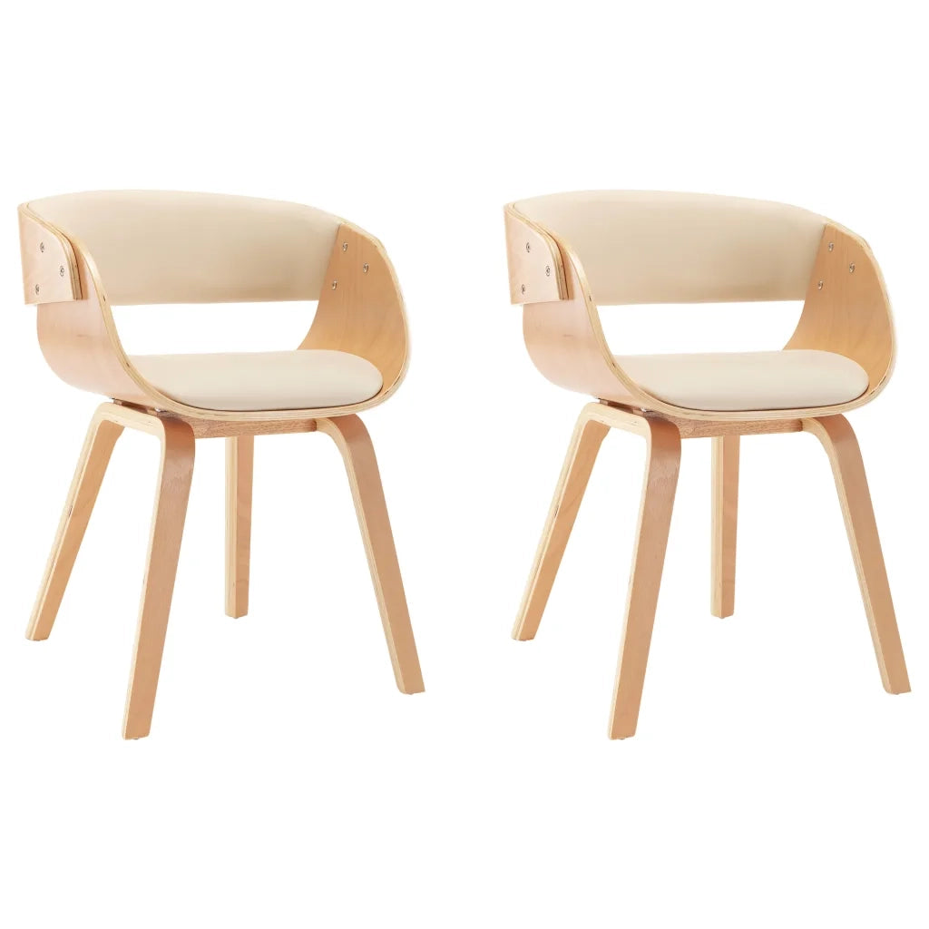 Sedie da Pranzo 2 pz Crema in Legno Piegato e Similpelle cod mxl 18668