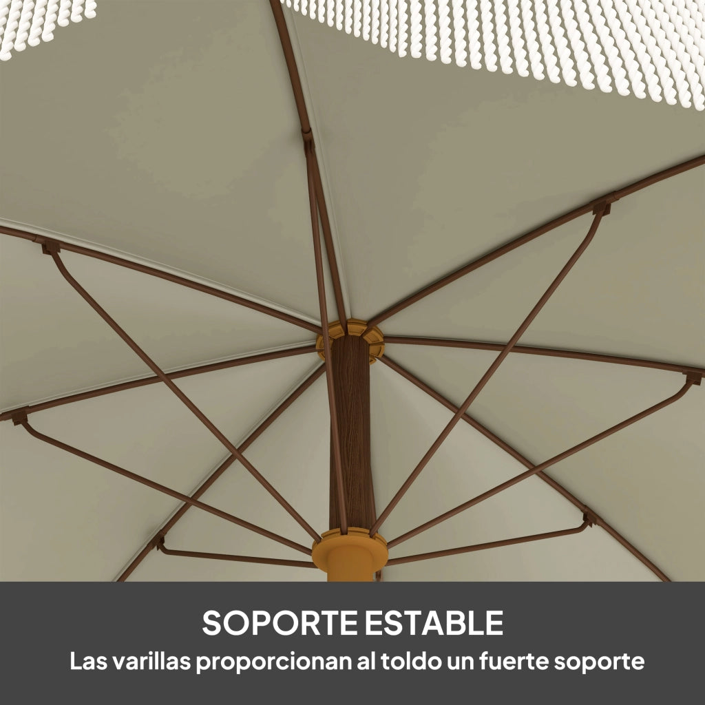 Ombrellone da Giardino con Frange ¨C zephmum ¨C Verde ?190x210 cm