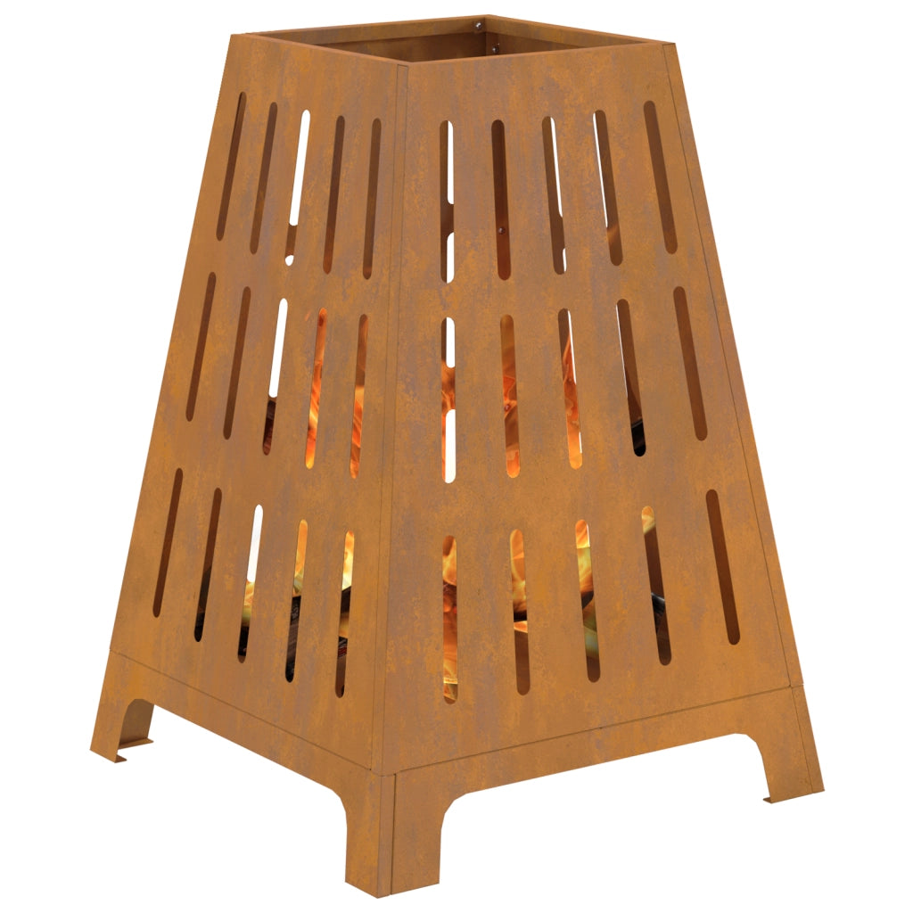 Focolare Quadrato 50x50x70 cm Acciaio Invecchiato