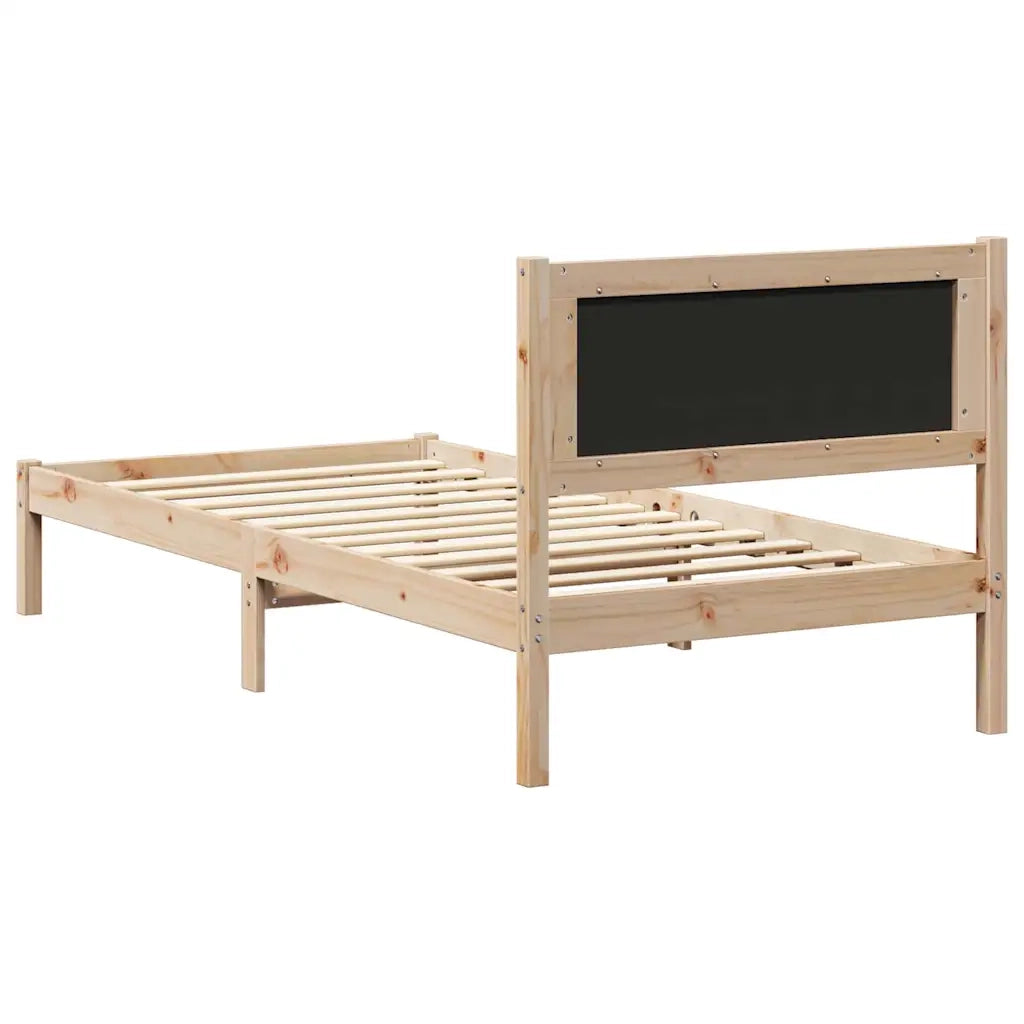 Letto con Testiera Rivestita Nero 90 x 200 cm Pino massello