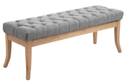 Panca design RAMSES in legno chiaro antico tessuto grigio,120 cm