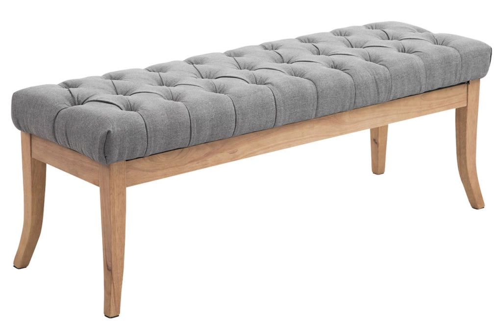 Panca design RAMSES in legno chiaro antico tessuto grigio,120 cm