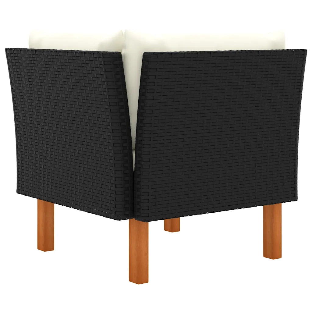 Set di Divani da Giardino 3 pz-Sofa da giardino Polyrattan Massello di Eucalipto 511132