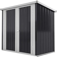 Casetta da Giardino in Lamiera di Acciaio con Doppia Porta, 147x86x134cm, Nero e Bianco