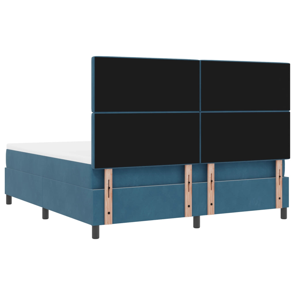 Letto a molle con materasso blu scuro Super King in velluto