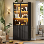 Vetrina 80x35x200 cm con LED Bluetooth in truciolare nero