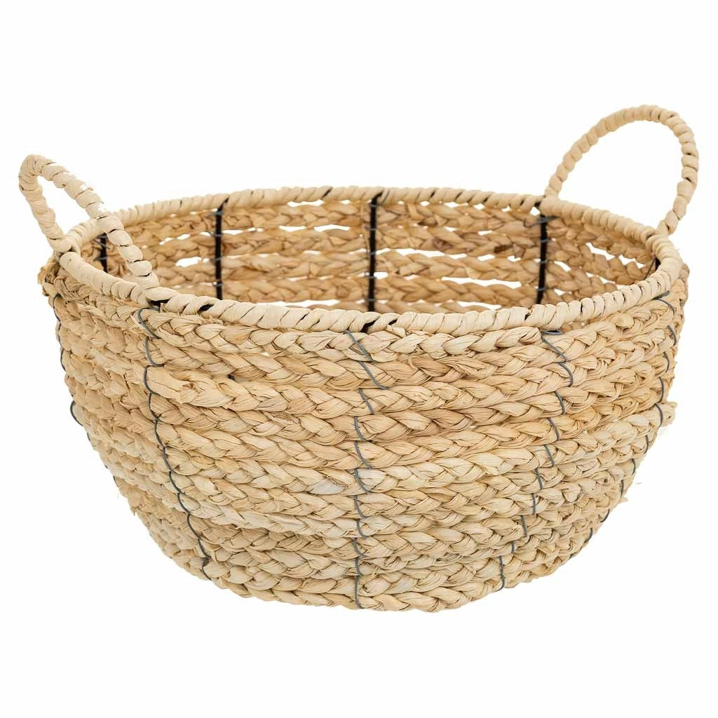 Cesto in fibra naturale e corda in carta marrone d34x17/23h