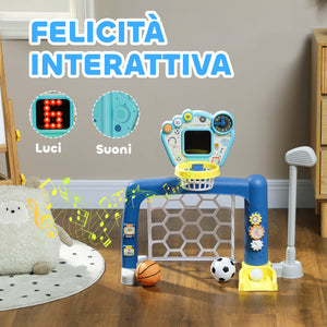 Rete da Calcio Canestro Basket Set Golf Gioco per Bambini Altezza Regolabile 60,4-68 cm