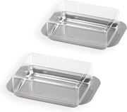 Organizzatore per frigorifero in acciaio inossidabile con coperchio trasparente - 15 x 9,5 x 4,5 cm