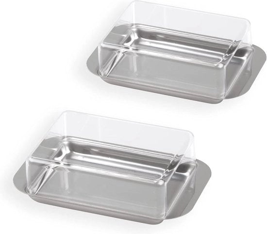 Organizzatore per frigorifero in acciaio inossidabile con coperchio trasparente - 15 x 9,5 x 4,5 cm