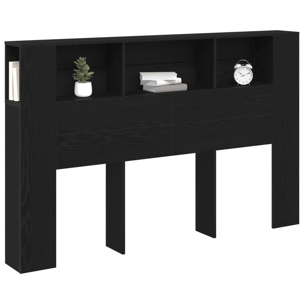 Cabinet Testiera Nero in Rovere di  - 160x19x104.5 cm Realizzato in Legno Ingegnerizzato