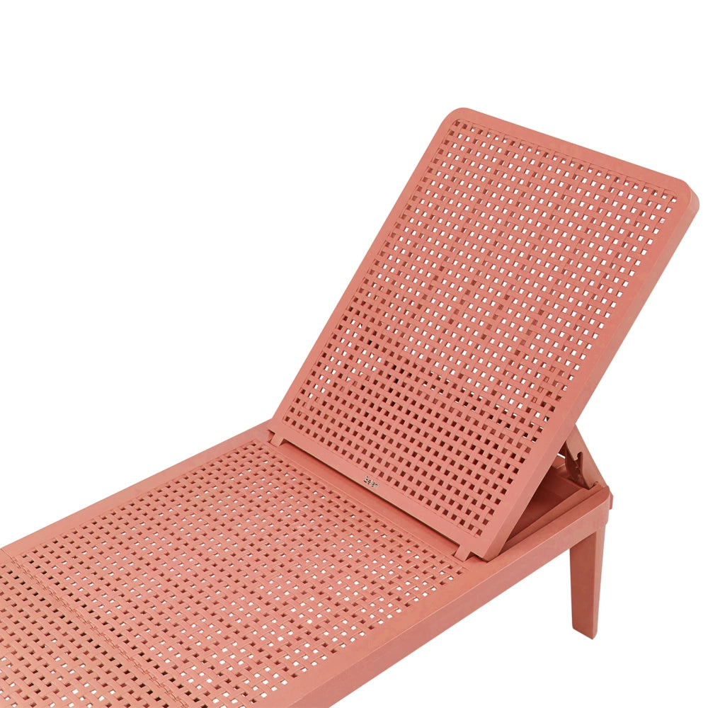 Sdraio da giardino rosso Materiale sintetico Reclinabile Moderno Schienale regolabile Resistente alla ruggine Senza braccioli