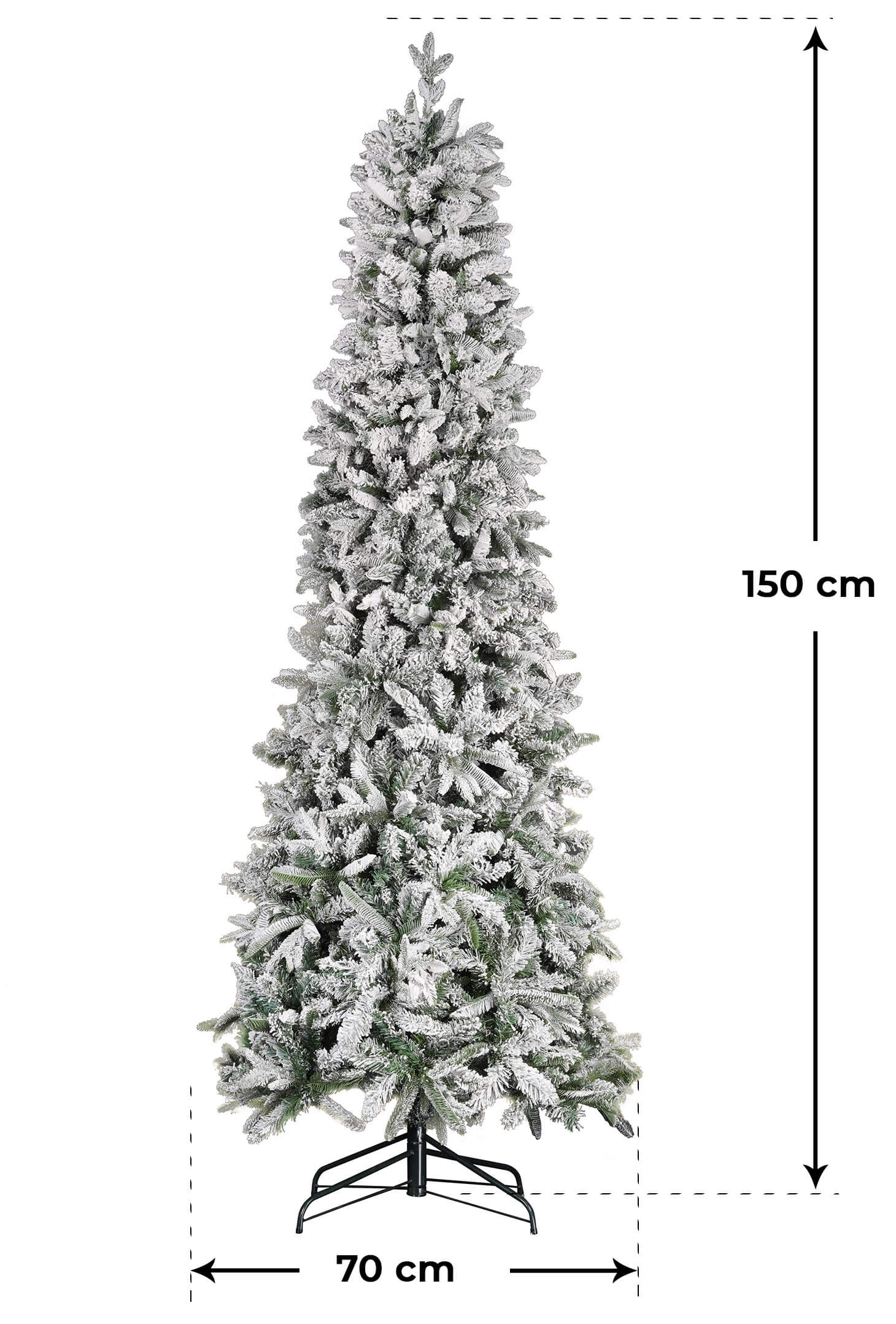 Albero di Natale Artificiale Innevato 150 cm 30 Rami Pino del Gargano Verde