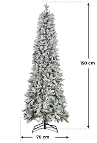 Albero di Natale Artificiale Innevato 150 cm 30 Rami Pino del Gargano Verde