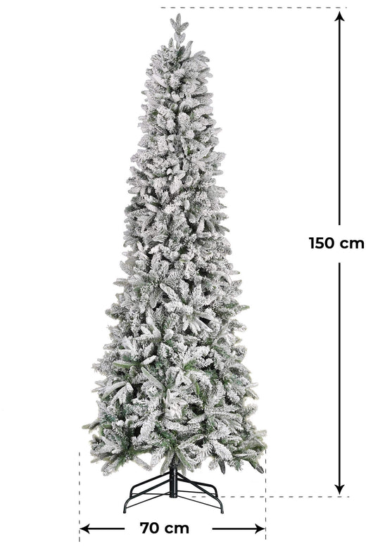 Albero di Natale Artificiale Innevato 150 cm 30 Rami Pino del Gargano Verde