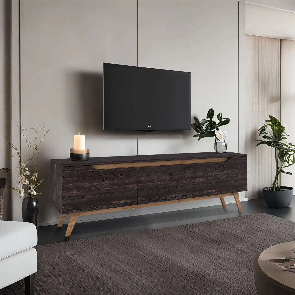 Porta TV in legno "Digi" - 180 x 35 x 48 cm - Nero