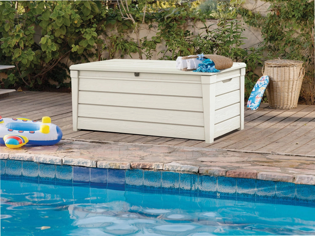 Baule da Esterno Keter Brightwood 145x69,7x60,3 cm in Resina Bianco