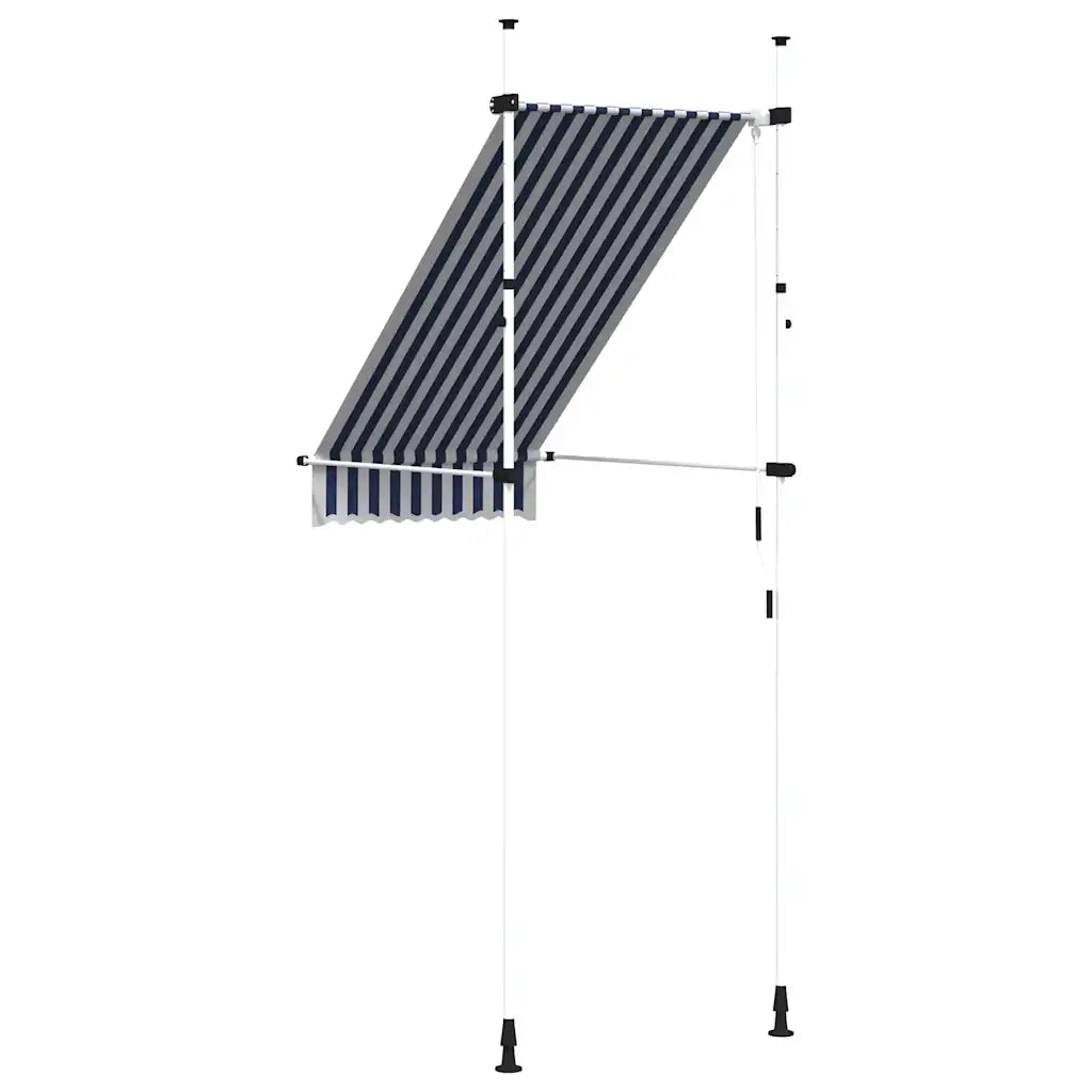 Tenda da Sole Retrattile Manuale 100 cm a Strisce Blu e Bianche