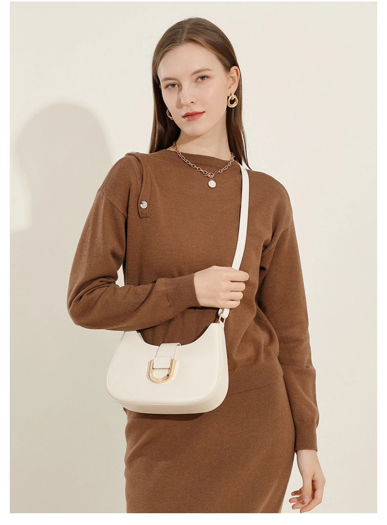 Borsa a tracolla da donna in vera pelle bianca