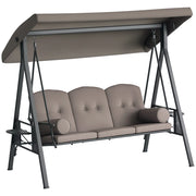 Amaca da Giardino 3 Posti con Cuscini e Tetto Regolabile ¨C zephmum ¨C Beige Polyester