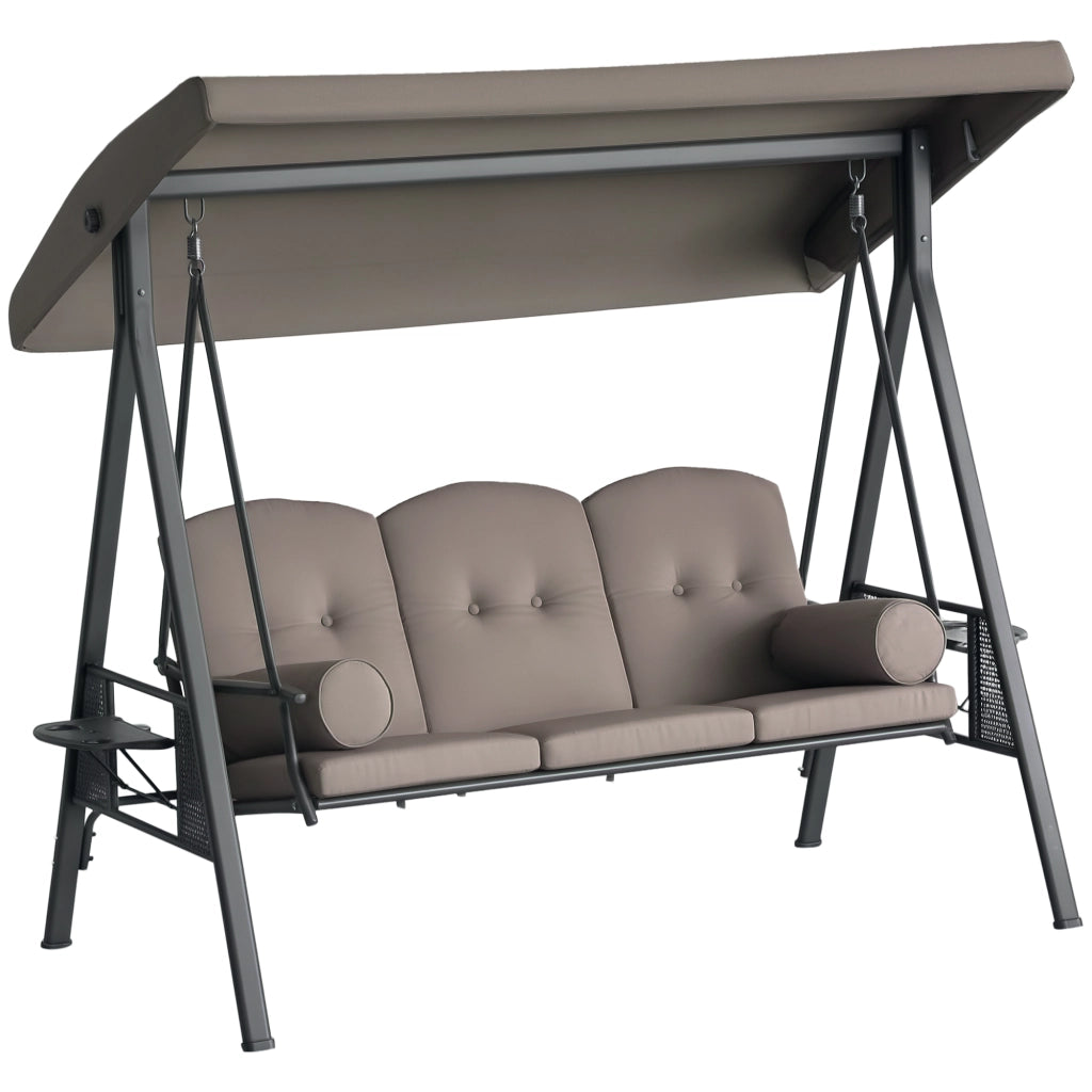Amaca da Giardino 3 Posti con Cuscini e Tetto Regolabile ¨C zephmum ¨C Beige Polyester