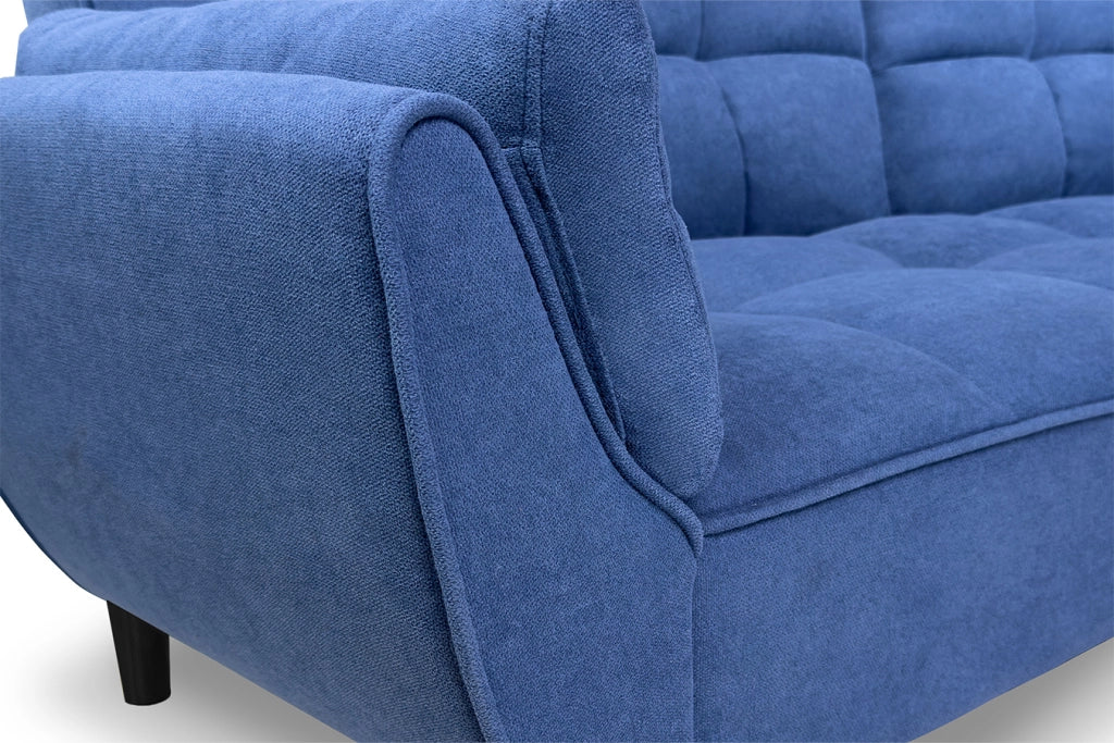 Divano letto clic clac in tessuto vellutato blu piede nero - divano 3 posti - Ambra - DL-AM07FBC-PLN