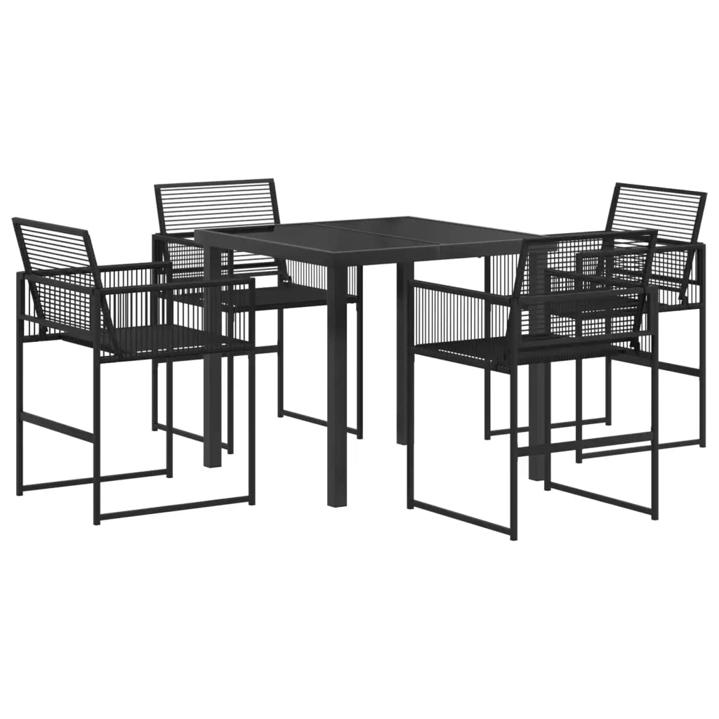 Set da Pranzo per Giardino 5 pcs Nero polyrattan 3448897