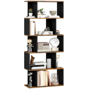Libreria Moderna Asimmetrica a Parete con 5 Ripiani in Legno, 70x29.5x163cm, Marrone Rustico