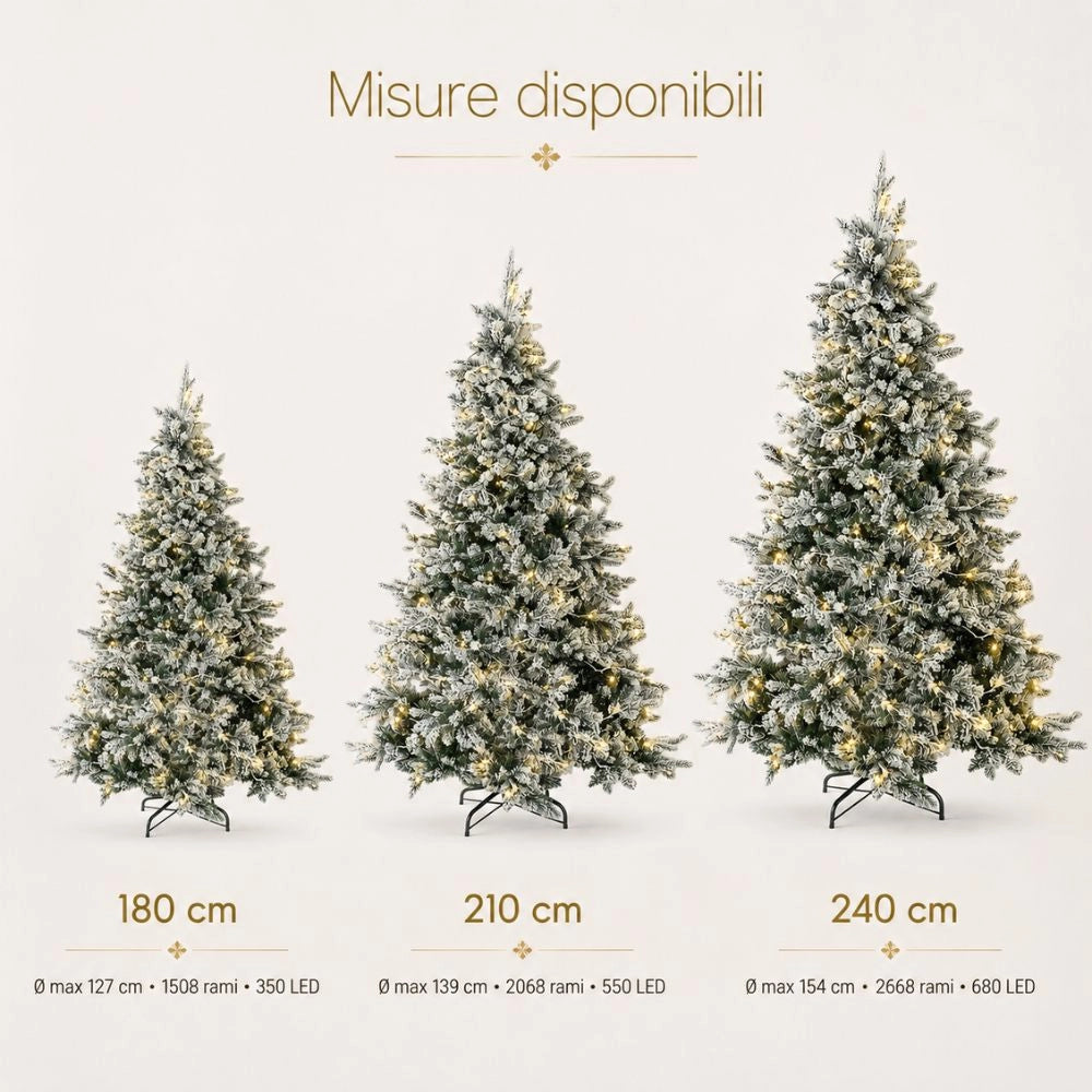 Albero di natale innevato led 180 cm scott con luci integrate