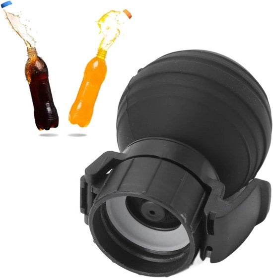 Pompa per Soda Doppiatore in Silicone Senza Lattine con Ruotino di Regolazione e Doppio Pistone (Nero)