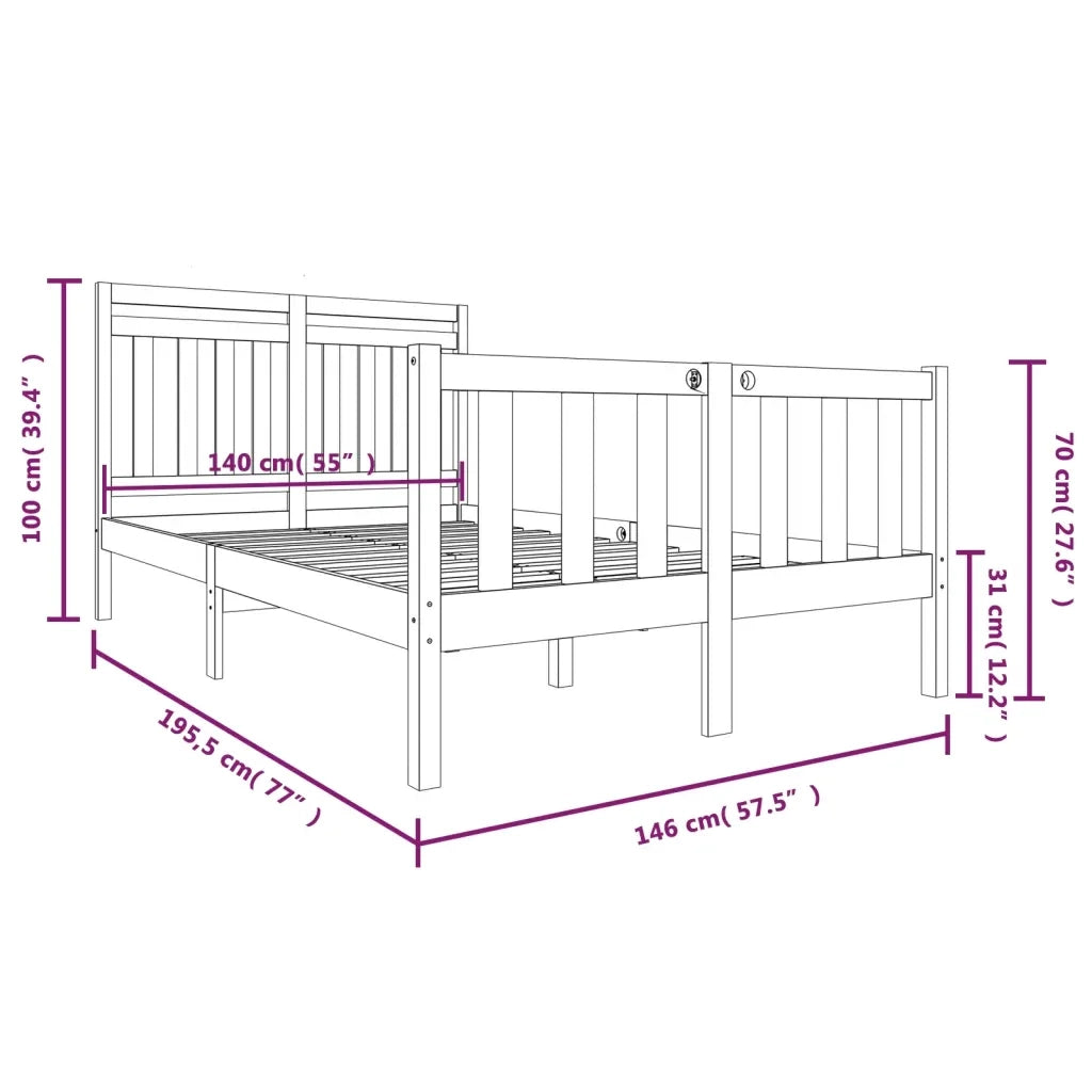 Giroletto-Struttura Letto in Legno Massello 140x190 cm 202725