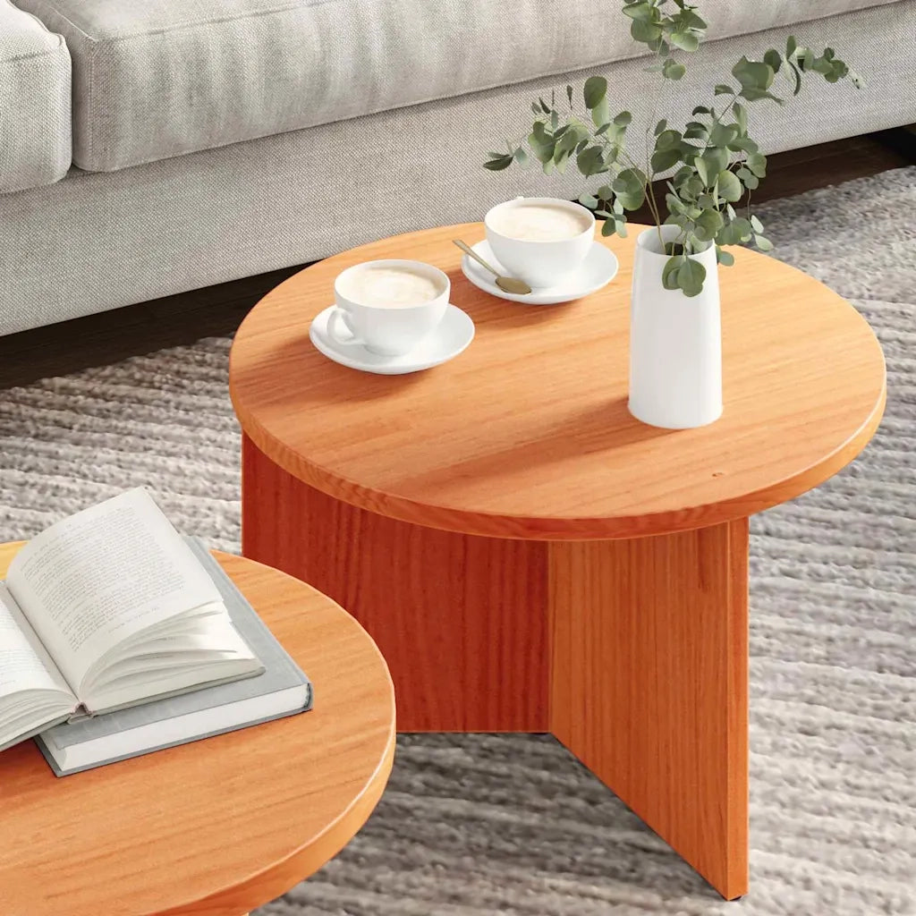 vidaXL Tavolino da salotto 2 pcs Cera marrone 49 x 49 x 28 cm