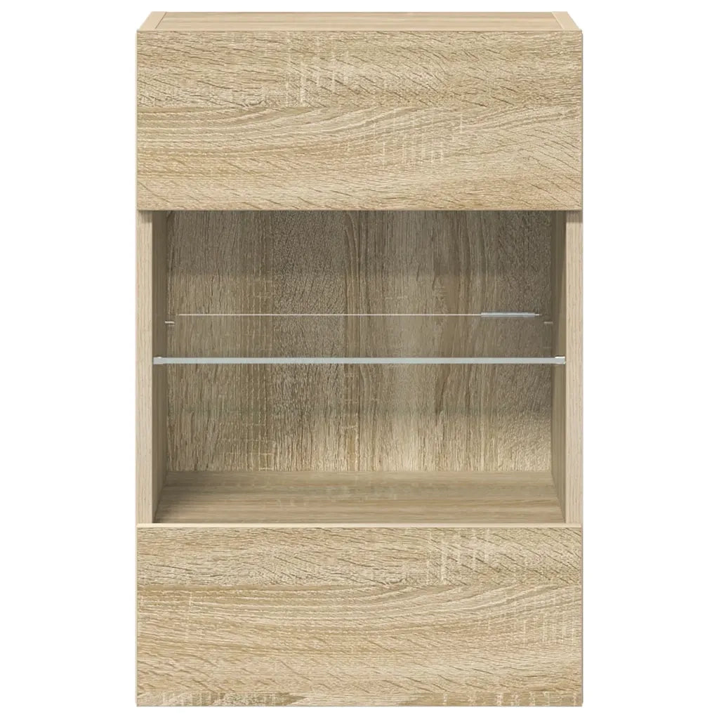 Mobili da parete con luci LED per TV 2pz-Set di 2 Credenza per TV Rovere Sonoma 40x30x60,5 cm
