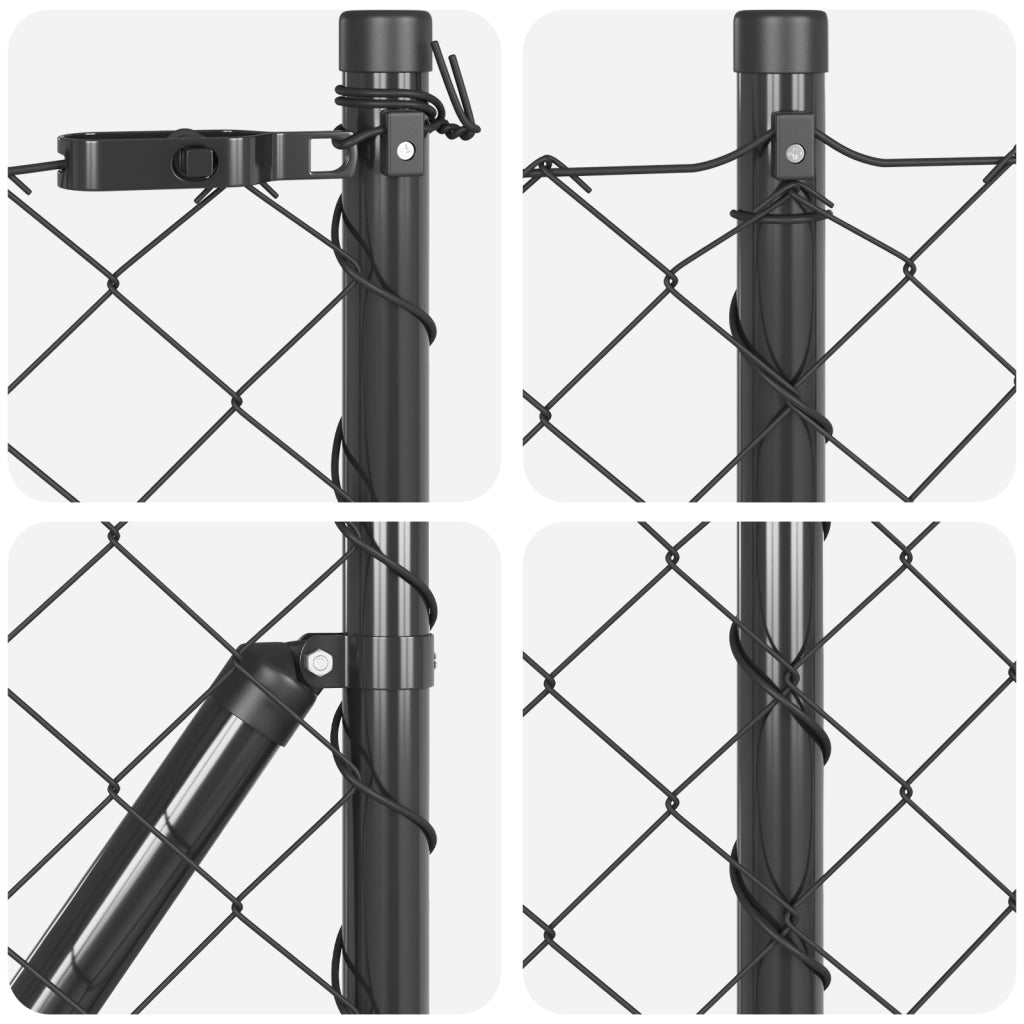 Recinzione a Rete con 7 Picchetti 0.4x10 m in Acciaio Galvanizzato