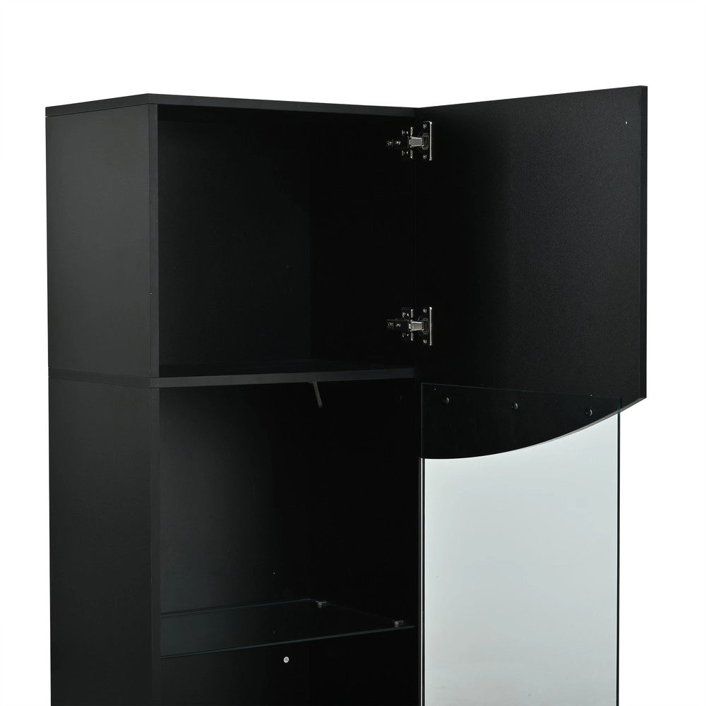Vetrina Alta da Soggiorno con LED ¨C Xylo ¨C Nero Lucido 35x50x165