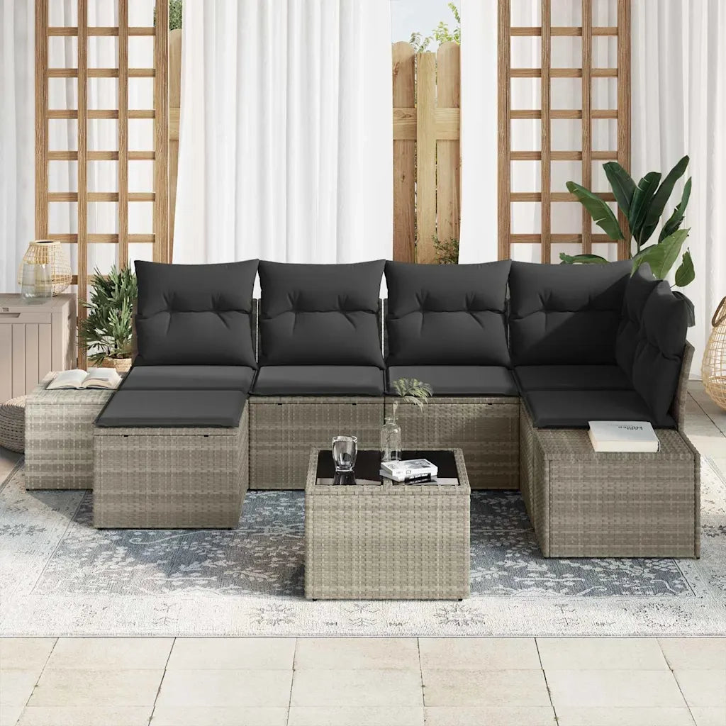 Set Divano da Giardino 6 pcs Grigio chiaro polyrattan 3355811