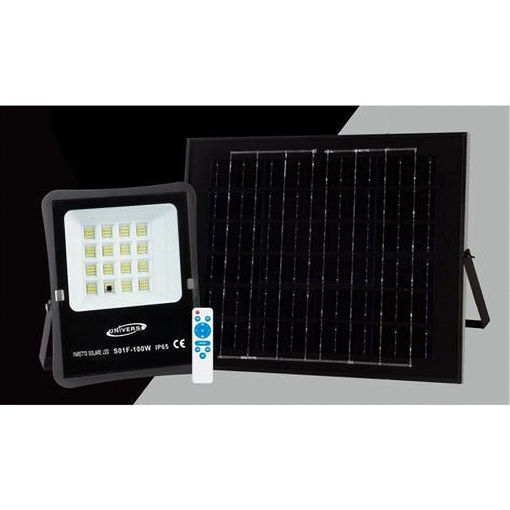 Trade Shop - Faretto Faro Led Solare 100w Telecomando Ip65 Luce Bianca Fredda 6500k S01f-100w -