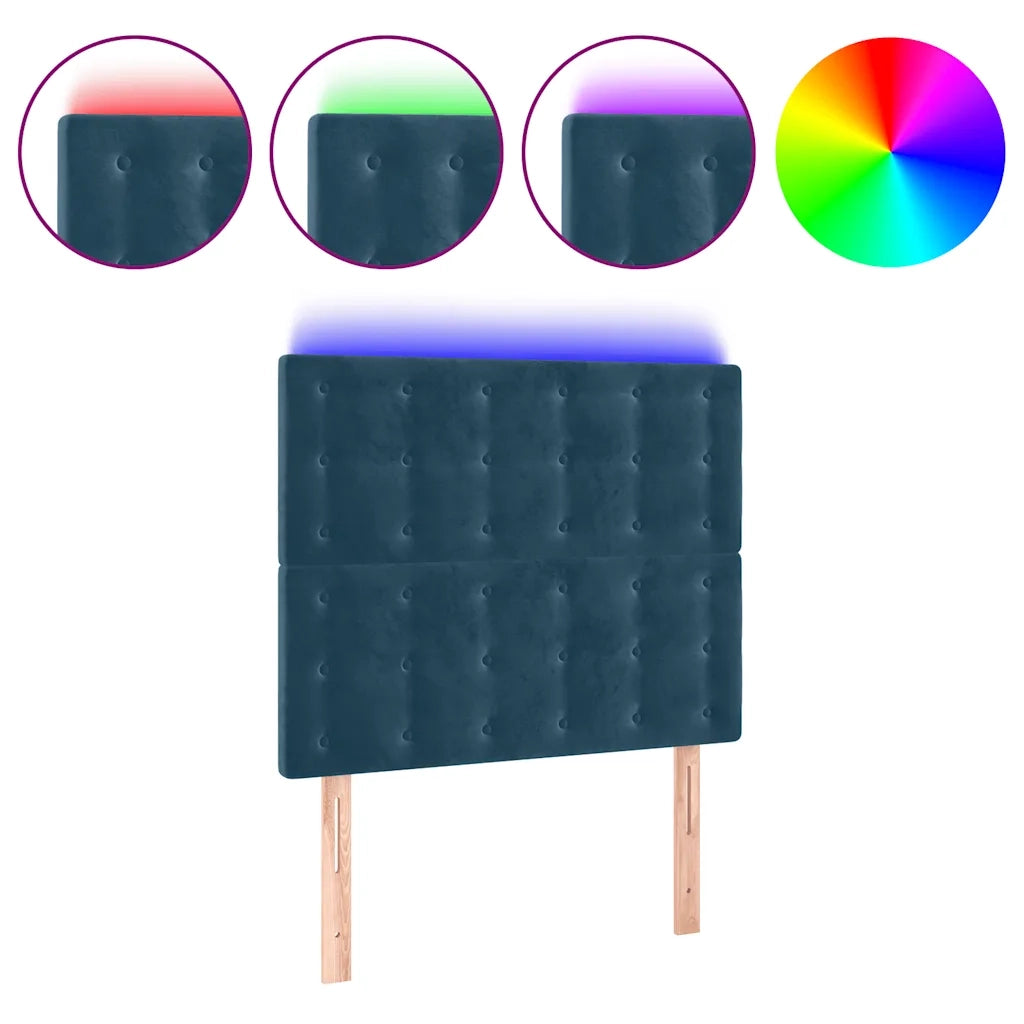 Testiera a LED-Testata con LED Blu scuro 80x5x118/128 cm in Velluto 596695