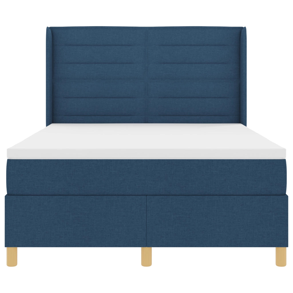Letto Box Spring con Materasso e LED Blu 160x200 cm Tessuto
