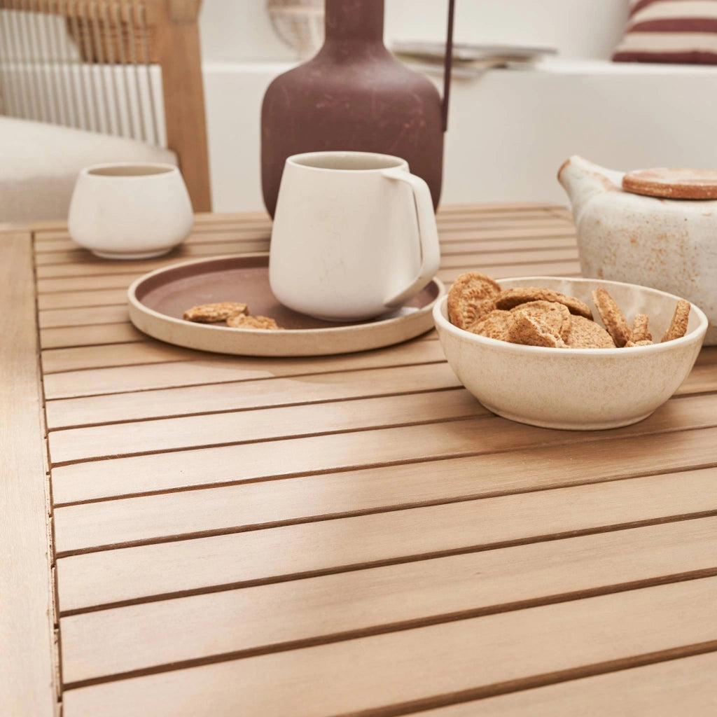 Salotto da giardino in legno e corda, 4 posti, beige