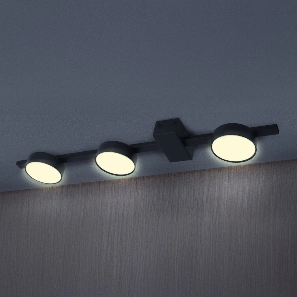 Faretto soffitto barra 3 luci nero GX53 3x10W Polux