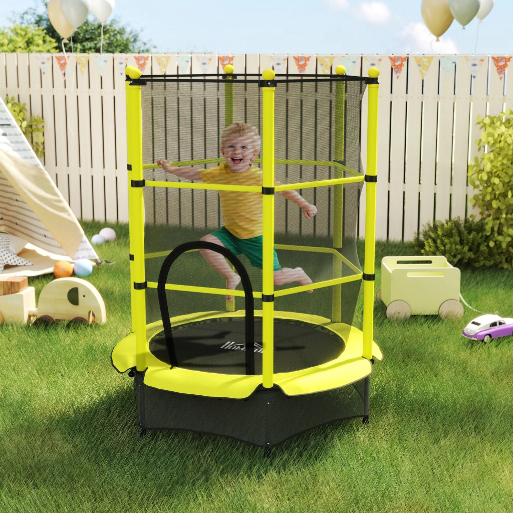 Trampolino Elastico per Bambini ¨C Minimal ¨C Giallo, ?140 cm, con Rete di Sicurezza