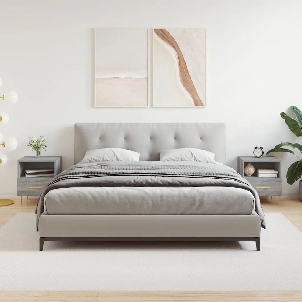 Set di 2 Comodini | Armadio da Notte | Mobiletto da notte Grigio Sonoma 40x35x47,5 cm in Legno Multistrato