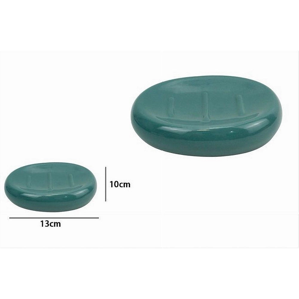 Trade Shop - Piattino Per Sapone Ceramica Verde Porta Saponetta Moderno Accessori Bagno 79266 -