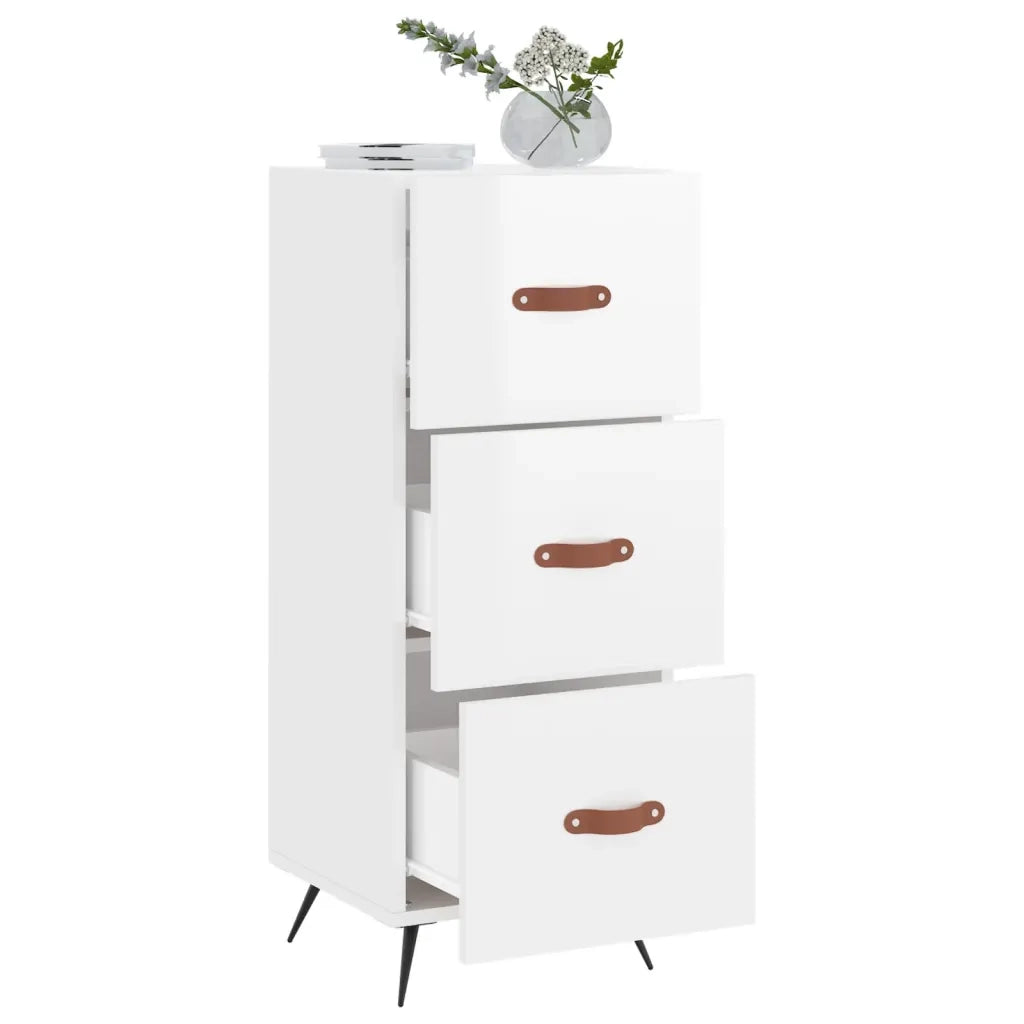 Credenza Bianco Lucido 34,5x34x90 cm in Legno Multistrato 828574