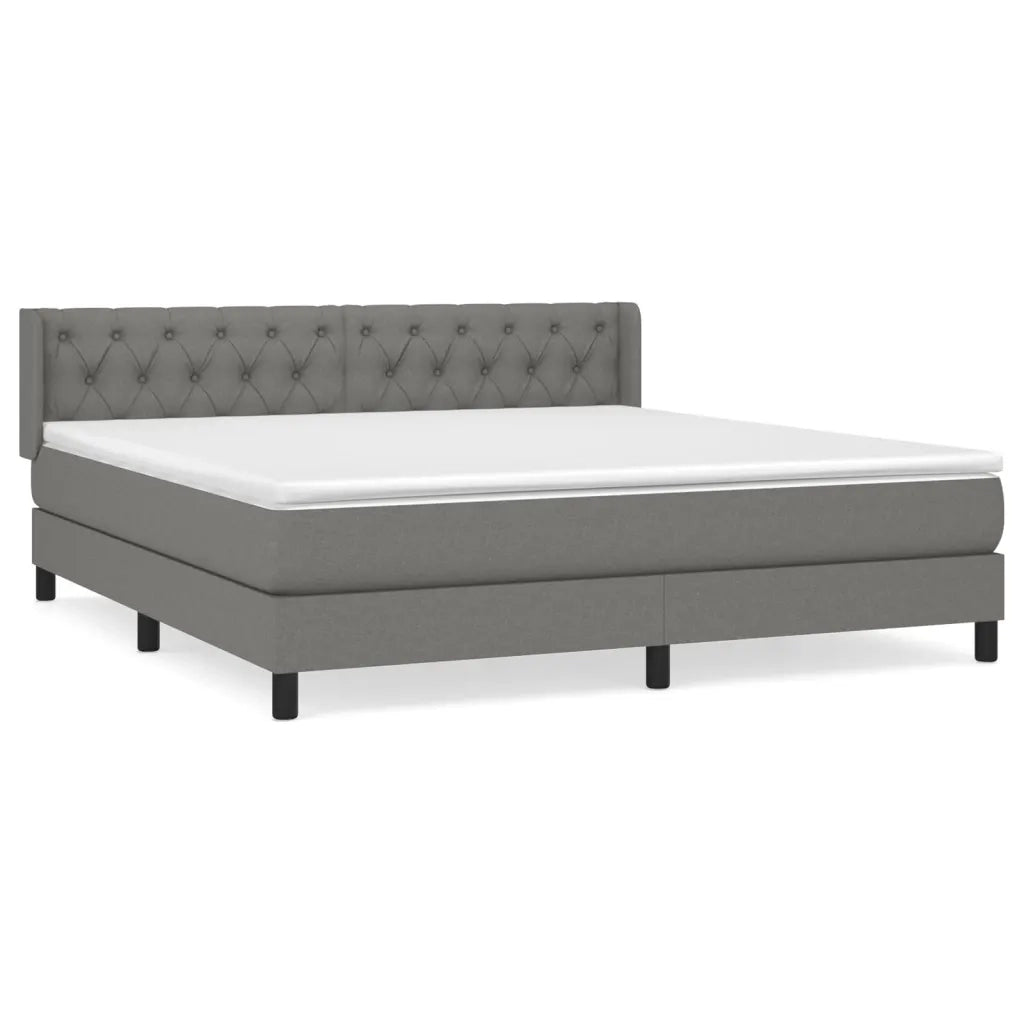 Giroletto a Molle con Materasso Grigio Scuro 160x200 cm Tessuto 3129962